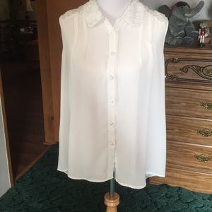 Sheer white button front shirt
